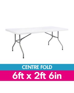 Rectangle 6 Foot by 2 Foot 6 Inch Centre Fold Plastic Event Table