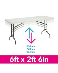 Rectangle 6 Foot by 2 Foot 6 Inch Adjustable Height Plastic Event Table Children's