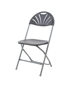 Plastic Folding Event Chair Fanback | Grey Frame Charcoal Shell