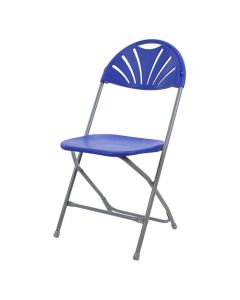 Plastic Folding Event Chair Fanback | Grey Frame Blue Shell
