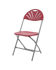 Plastic Folding Event Chair Fanback | Grey Frame Burgundy Shell