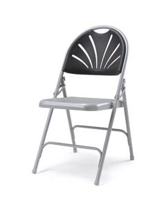 Profile view of black premium Prima folding chair