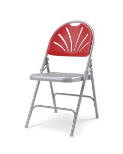 Profile view of burgundy premium Prima folding chair