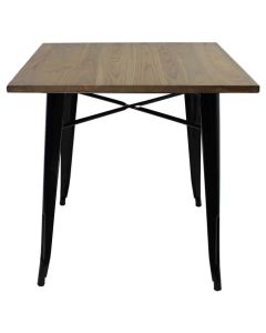 Tolix Style Dining Table | Gloss Black Light Oak Top