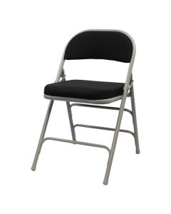 Profile view of black premium plus comfort folding chair