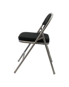 Profile view of black premium plus comfort folding chair