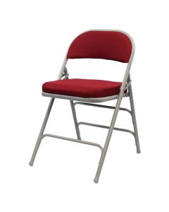 Profile view of red premium plus comfort folding chair