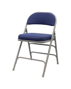 Profile view of blue premium plus comfort folding chair